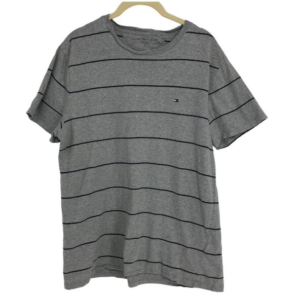 Tommy Hilfiger Men's Captains Blue Heather/Black Essential Stripe T-Shirt M - Picture 1 of 14